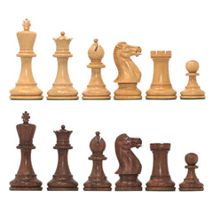 Aron Series Luxury 4" Luxury Staunton Chess Pieces in Boxwood & Golden Rosewood