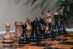 THE 1951-1954 "ČESKÁ KLUBOVKA" FIDE TOURNAMENT CZECH REPRODUCED CHESSMEN IN EBONY WOOD & DISTRESSED BOXWOOD - 4.0" KING