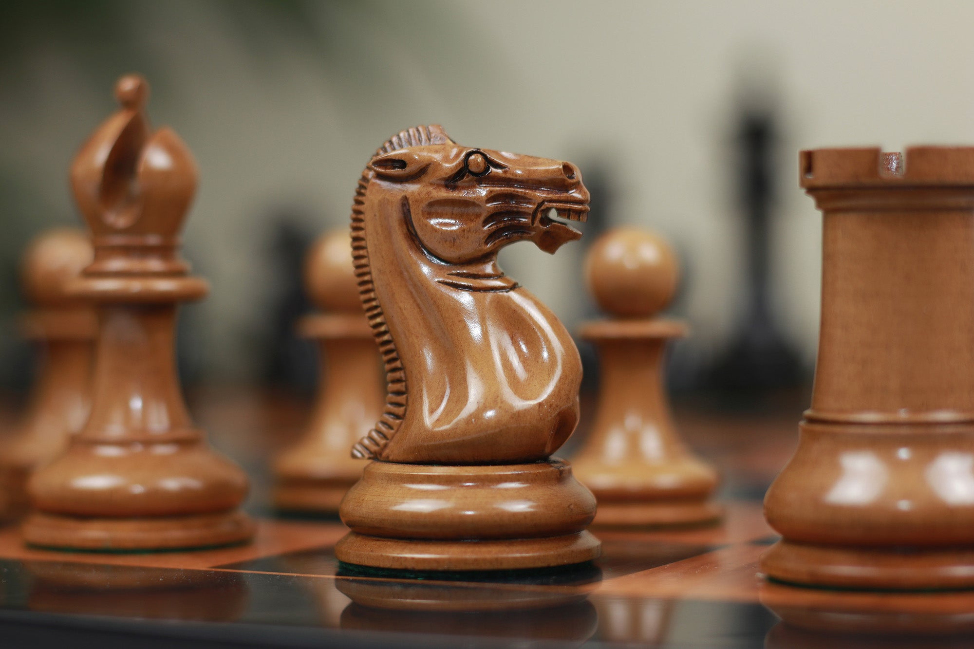 Original Reproduction Nathaniel 1849 Vintage 4.4" Chess Pieces in Distressed Boxwood & Ebony