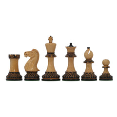 Aron Series Luxury 4" Luxury Staunton Chess Pieces in Burnt Boxwood