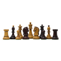 Dubrovink Series 1950 Vintage Reproduction 3.75" Distressed/Mahogany Stained Boxwood Chess Set
