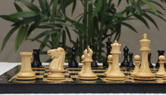The Leuchars Series Luxury Staunton Reproduced 3.6" Chess Pieces in Natural Boxwood/Ebony