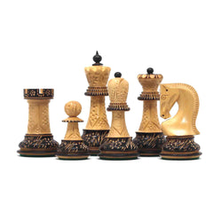 Zagreb '59 Series Luxury Chessmen in Burnt Boxwood - 3.75" King Height