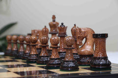 Leningrad Series 4" Luxury Staunton Chess Set in Lacquered Burnt Boxwood