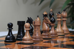 THE 1951-1954 "ČESKÁ KLUBOVKA" FIDE TOURNAMENT CZECH REPRODUCED CHESSMEN IN EBONY WOOD & DISTRESSED BOXWOOD - 4.0" KING