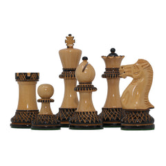 Aron Series Luxury 4" Luxury Staunton Chess Pieces in Burnt Boxwood