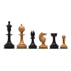 The William Hallett 1860 London Chess Set in Distressed Boxwood/Ebony - 3.5" King