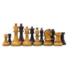 Dubrovink Series 1950 Vintage Reproduction 3.75" Distressed/Mahogany Stained Boxwood Chess Set