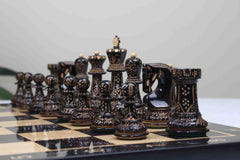 Zagreb '59 Series Luxury Chessmen in Lacquered Burnt Boxwood - 3.75" King Height