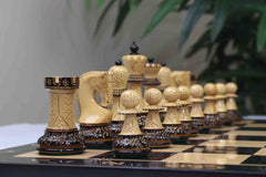 Zagreb '59 Series Luxury Chessmen in Lacquered Burnt Golden Rose/ Boxwood - 3.75" King Height