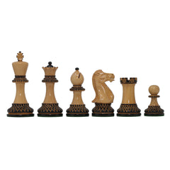 Aron Series Luxury 4" Luxury Staunton Chess Pieces in Burnt Boxwood