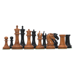 Commemorative Signature Series 3.625" Staunton Chessmen by in Lacquered Distressed Boxwood/Ebony