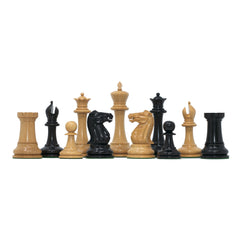 Emil Kemeny 1892-93 Reproduced Staunton 3.75" Chessmen in Non-Antiqued Boxwood/Ebony Wood
