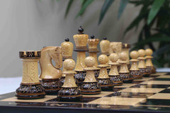 Zagreb '59 Series Luxury Chessmen in Lacquered Burnt Boxwood - 3.75" King Height