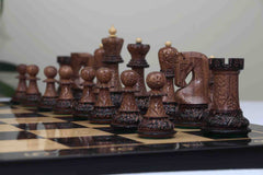 Zagreb '59 Series Luxury Chessmen in Burnt Golden Rose/ Boxwood - 3.75" King Height