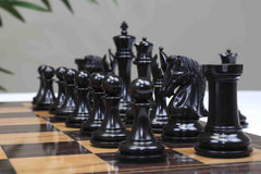 Grand Collection Signature Series Luxury Staunton Chess Pieces in Ebony and Distressed Boxwood: King Size 4.4"