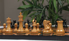 Original Reproduction Nathaniel 1849 Vintage 3.75" Chess Pieces in Antiqued Boxwood & Ebony