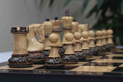 Zagreb '59 Series Luxury Chessmen in Burnt Golden Rose/ Boxwood - 3.75" King Height