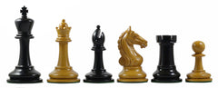 Warrior Series 4" Premium Staunton Chess Set in Ebony and Antiqued Box Wood
