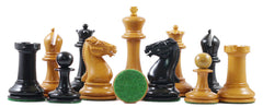 Walter Grimshaw 1854 Circa Reproduction Staunton Antiqued Boxwood/Ebony Chess Set