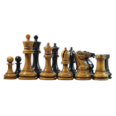 Reproduction BCC 1900-01 Edition Staunton Stroud Club Size 4.4" Distressed Antiqued Ebony Chessmen