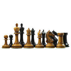Warrior Series 4" Premium Staunton Chess Set in Ebony and Distressed Box Wood