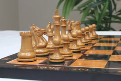 Original Reproduction Nathaniel 1849 Vintage 3.75" Chess Pieces in Antiqued Boxwood & Ebony