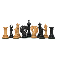 Valluzia Series 4.4" Luxury Staunton Chessmen in Ebony and Boxwood