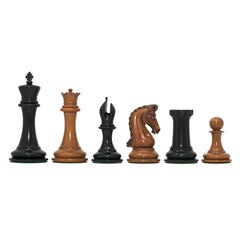 Tristan Series Luxury Staunton Chess Pieces in Ebony and Distressed Boxwood: King Size 4.4"
