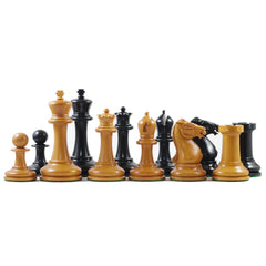 Walter Grimshaw 1854 Circa Reproduction Staunton Antiqued Boxwood/Ebony Chess Set
