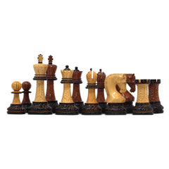 Leningrad Series 4" Luxury Staunton Chess Set in Lacquered Burnt Boxwood