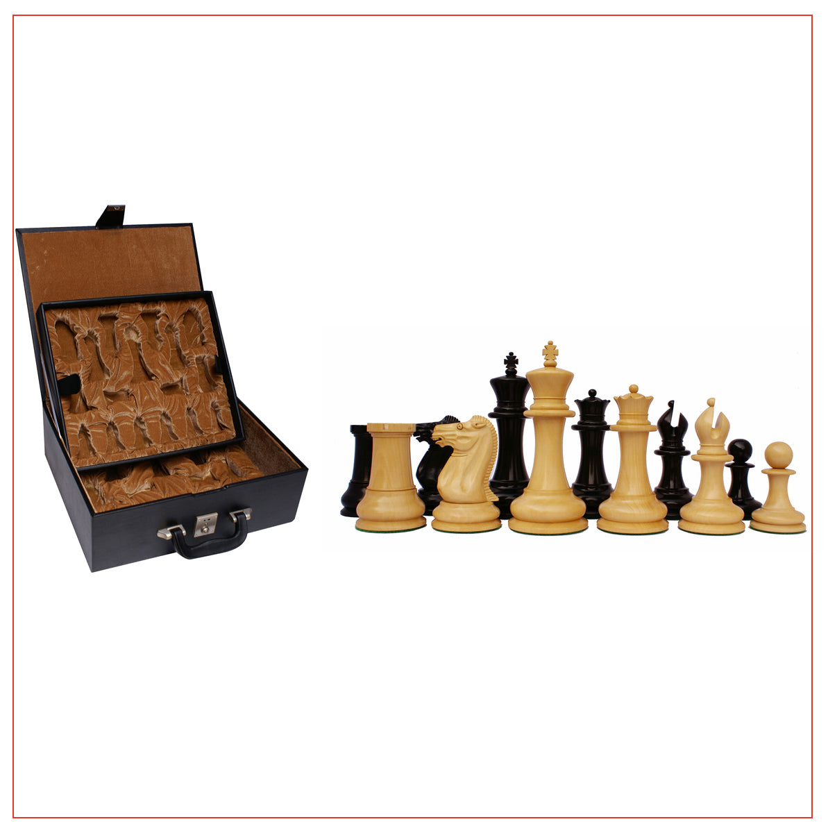 Jaques Reproduction Circa 1870-75 Staunton Chessmen With Presentation Box