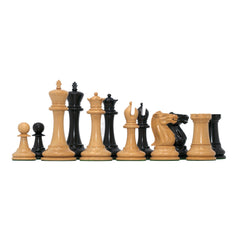 Emil Kemeny 1892-93 Reproduced Staunton 3.75" Chessmen in Non-Antiqued Boxwood/Ebony Wood