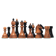THE 1951-1954 "ČESKÁ KLUBOVKA" FIDE TOURNAMENT CZECH REPRODUCED CHESSMEN IN EBONY WOOD & DISTRESSED BOXWOOD - 4.0" KING