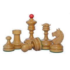 Reproduction Vintage 1930 German Knubbel 3.5" Chess Set in Antique and Red Stained Box wood