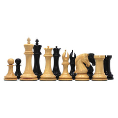 Grand Collection Signature Series Luxury Staunton Chess Pieces in Ebony and Boxwood: King Size 4.4"