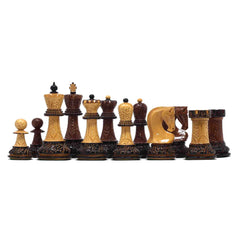 Zagreb '59 Series Luxury Chessmen in Lacquered Burnt Golden Rose/ Boxwood - 3.75" King Height