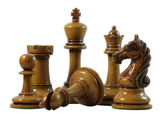 Warrior Series 4" Premium Staunton Chess Set in Ebony and Distressed Box Wood