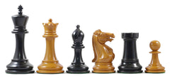 Anderson 1855-60 Reproduction 4.4" Staunton Chessmen in Antiqued Boxwood & Ebony