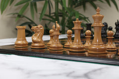 Original Reproduction Nathaniel 1849 Vintage 4.4" Chess Pieces in Antiqued Boxwood & Ebony