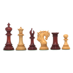 Valluzia Series 4.4" Luxury Staunton Chessmen in Blood Rose Wood and Boxwood