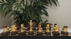 Dubrovink Series 1970 Reproduction 3.75" Luxury Lacquered Burnt Golden Rose & Boxwood Chess Set