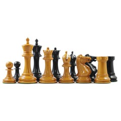 Anderson 1855-60 Reproduction 4.4" Staunton Chessmen in Antiqued Boxwood & Ebony