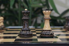 Zagreb '59 Series Luxury Chessmen in Burnt Boxwood - 3.75" King Height