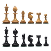 The William Hallett 1860 London Chess Set in Distressed Boxwood/Ebony - 3.5" King