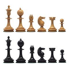 The William Hallett 1860 London Chess Set in Distressed Boxwood/Ebony - 3.5" King