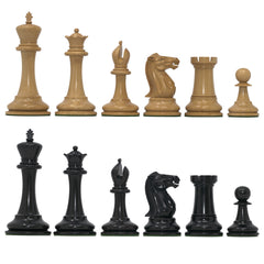 Emil Kemeny 1892-93 Reproduced Staunton 3.75" Chessmen in Non-Antiqued Boxwood/Ebony Wood