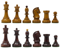 Dubrovink Series 1950 Vintage Reproduction 3.75" Distressed/Mahogany Stained Boxwood Chess Set