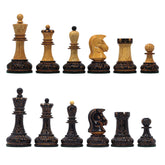 Dubrovnik Series 1970 Reproduction 3.75" Luxury Burnt Boxwood Lacquered Chess Set