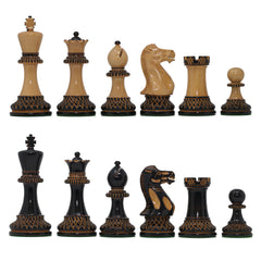 Aron Series Luxury 4" Luxury Staunton Chess Pieces in Burnt Boxwood
